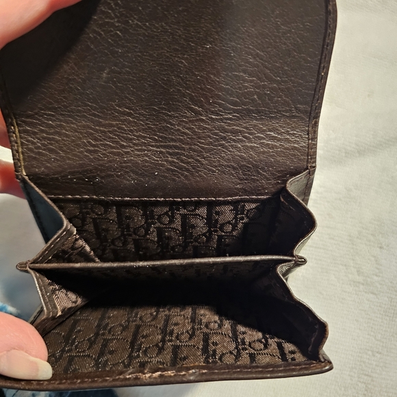 Christian Dior CD Logo Leather Bi-Fold Wallet, VINTAGE, Brown, Women's, VGUC! - Picture 5 of 13